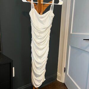 Revolve Superdown White Ruched Dress- size S